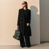Women's Straight Double-Breasted Wool Coat